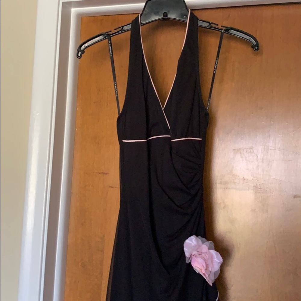 Black salsa dress with pink trim
